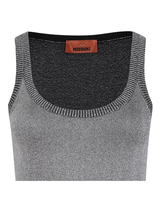 Missoni Gray Ribbed Tank Knitted Top