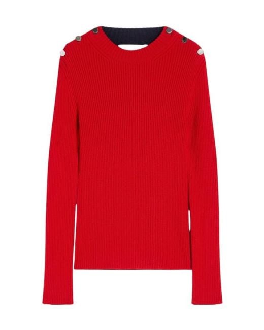 Sportmax Red Button-Down Slim-Fit Sweater
