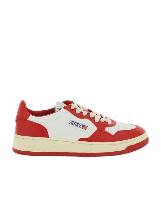 Autry Red Low-Cut Lace-Up Sneakers for men
