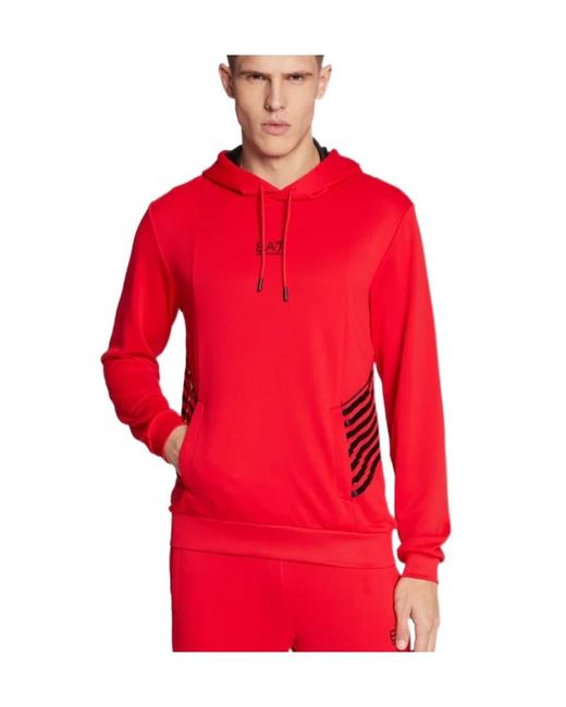 EA7 Red Logo Sports Sweater for men