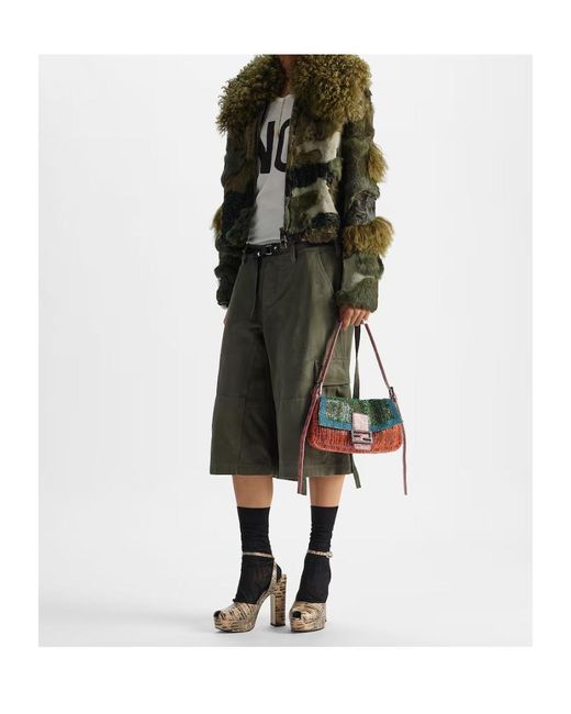 Fendi Green Patchwork Shearling Blouson