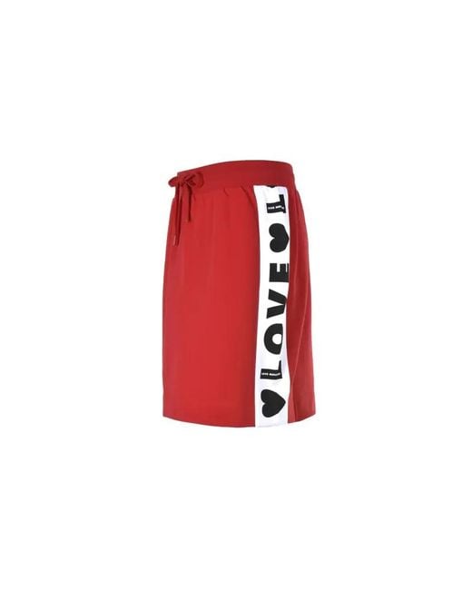 Moschino Red Side Logo Skirt
