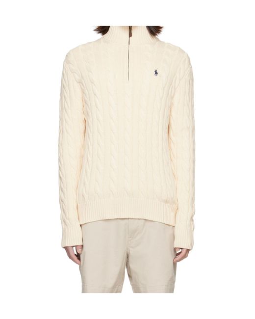 Polo Ralph Lauren White Half-Zip Long-Sleeved Jumper for men