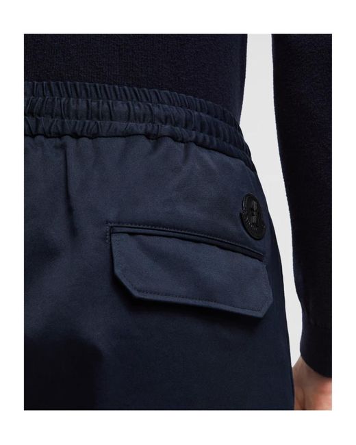Moncler Blue Drawstring Crepe Jogging Trousers for men