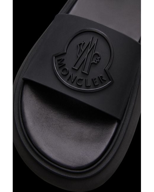 Moncler Blue Jeanne Logo-Embossed Slides