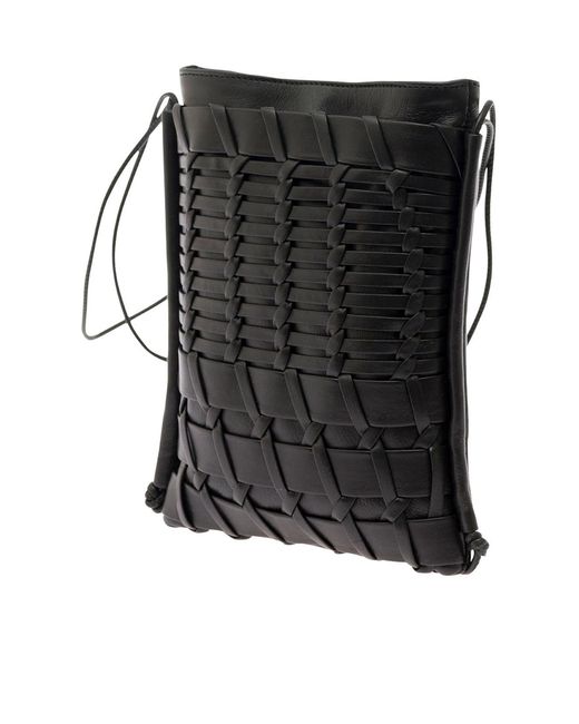Hereu Black Trena Interwoven Designed Crossbody Bag for men