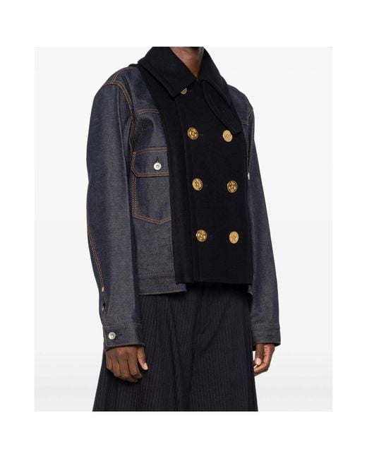 Sacai Blue X Levi's Double-Breasted Denim Jacket