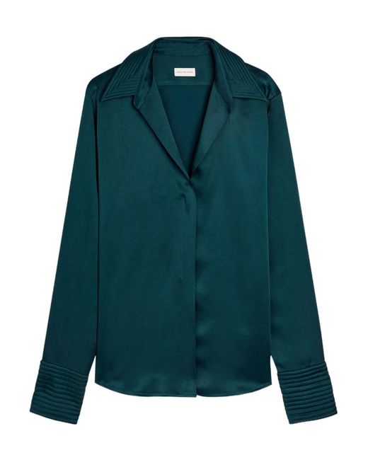 Dries Van Noten Green Celinta Satin Shirt