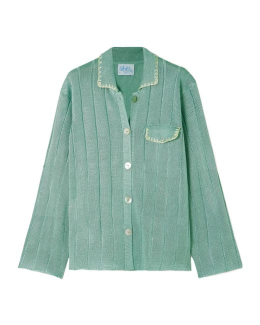 Calle Del Mar Green Rib-Knit Shirt