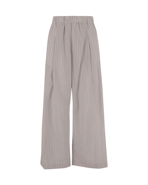 Dries Van Noten Gray Striped Casual Pants