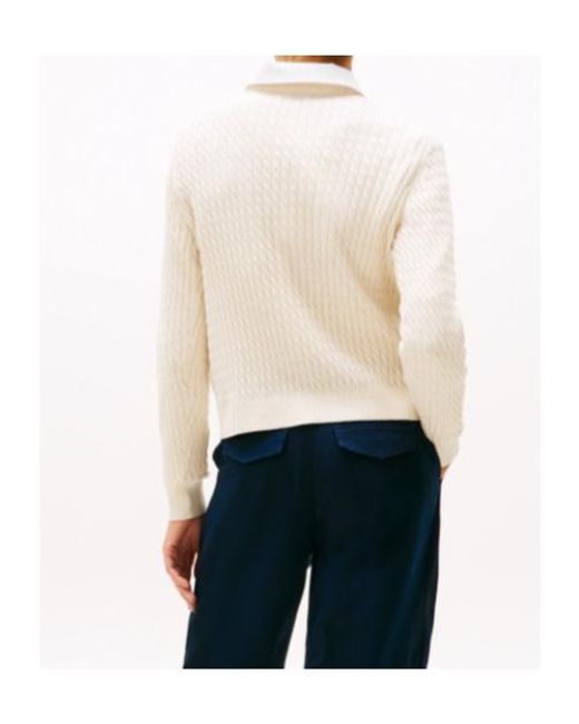 Tommy Hilfiger White Cable-Knit Sweater
