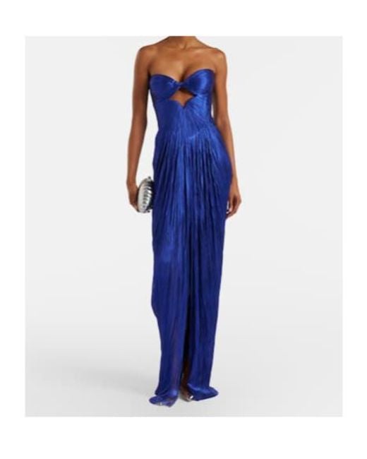 Maria Lucia Hohan Blue Stephanie Silk Tulle Bustier Gown