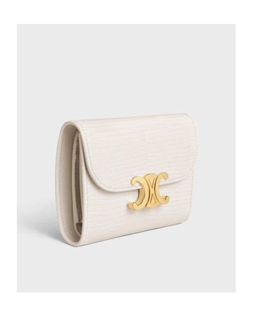 Céline White Small Flap Wallet Triomphe