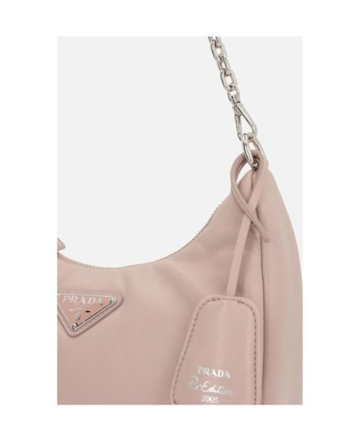 Prada Pink Logo Plaque Chain-Linked Shoulder Bag
