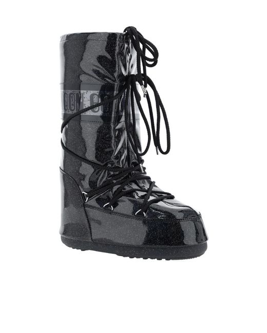 Moon Boot Black Icon Glitter Snow Boots