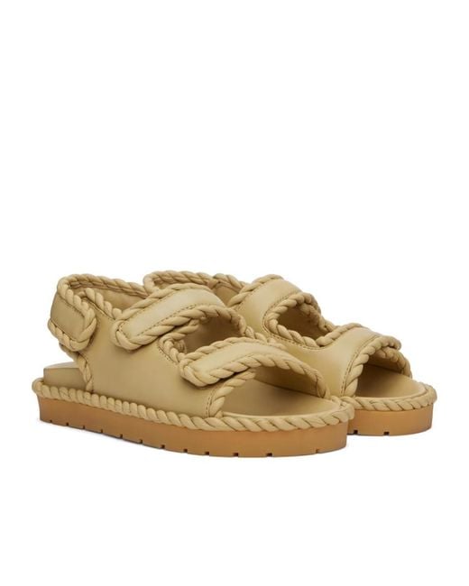 Bottega Veneta Natural Jack Logo Flat Sandals