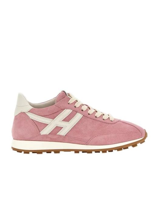 Hogan Pink H699 Lace-Up Fastening Sneakers