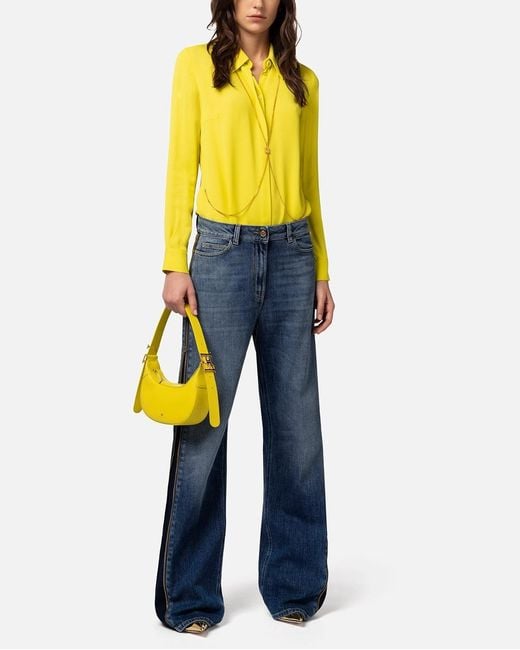 Elisabetta Franchi Yellow Body-Chain Detail Long-Sleeved Shirt
