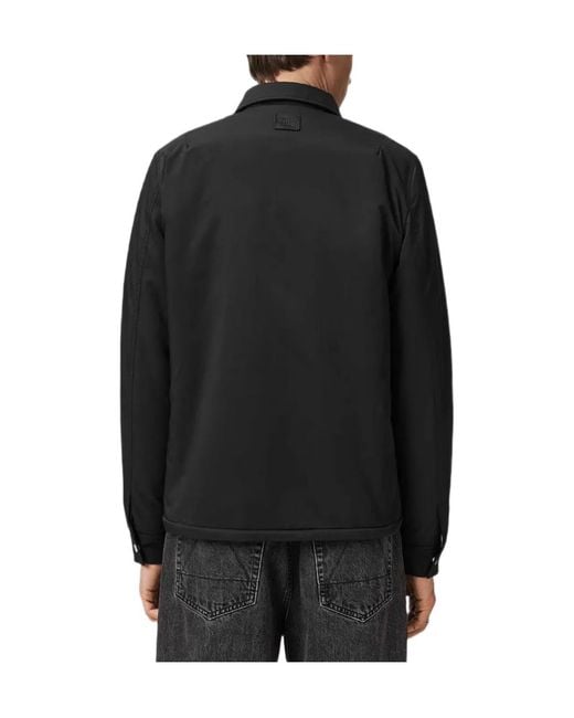 AllSaints Black Longhaul Buttoned Shirt Jacket for men