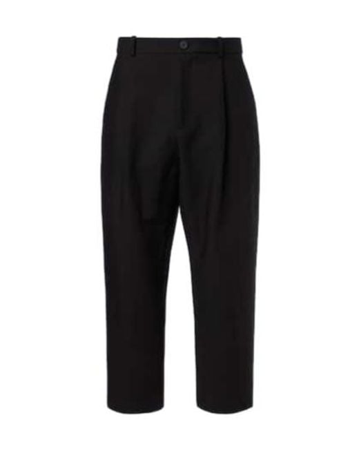 Studio Nicholson Black Tuck Cotton-Blend Tapered Pants for men