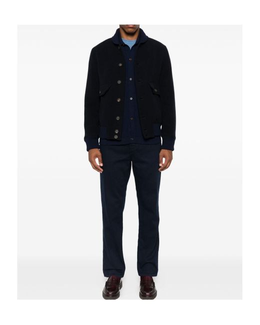 Eleventy Blue Button-Down Wool Shirt for men