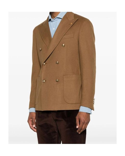 Tagliatore Brown Double-Breasted Blazer for men