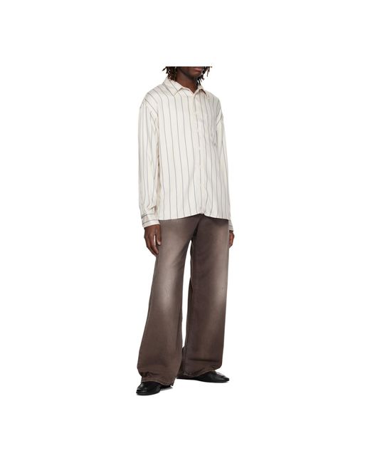 sunflower White Relaxed Striped Shirt for men
