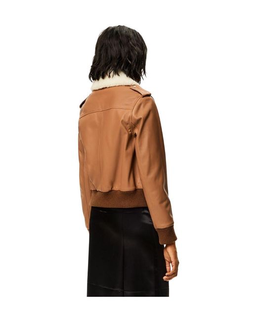 Loewe Brown Zip-Up Leather Jacket