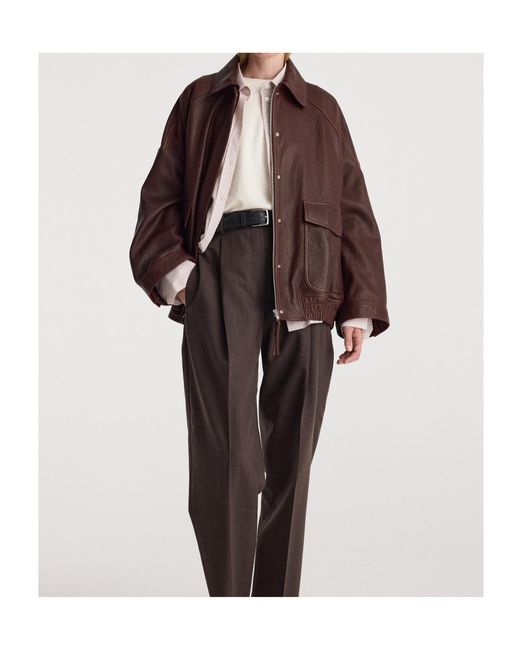 Rohe Brown Grain Leather Aviator Jacket