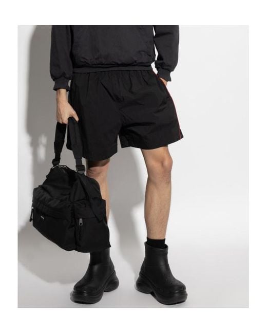 Balenciaga Black Logo Embroidered Tracksuit Shorts for men