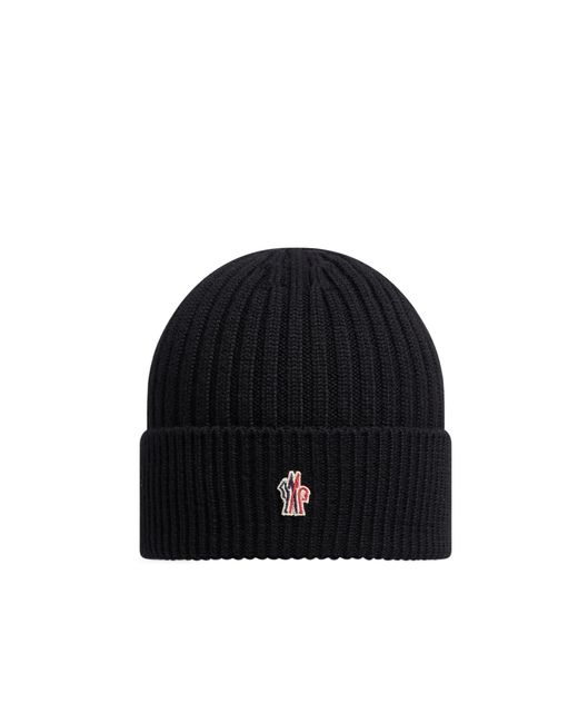 Moncler Black Grenoble Logo Embroidered Knit Beanie for men