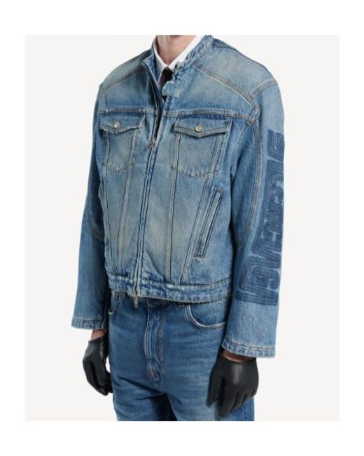 Balenciaga Blue Zip Front Denim Jacket for men