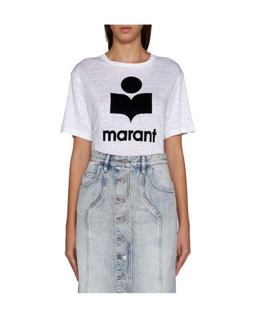 Isabel Marant White Isabel Marant Étoile Logo-Printed Crewneck T-Shirt