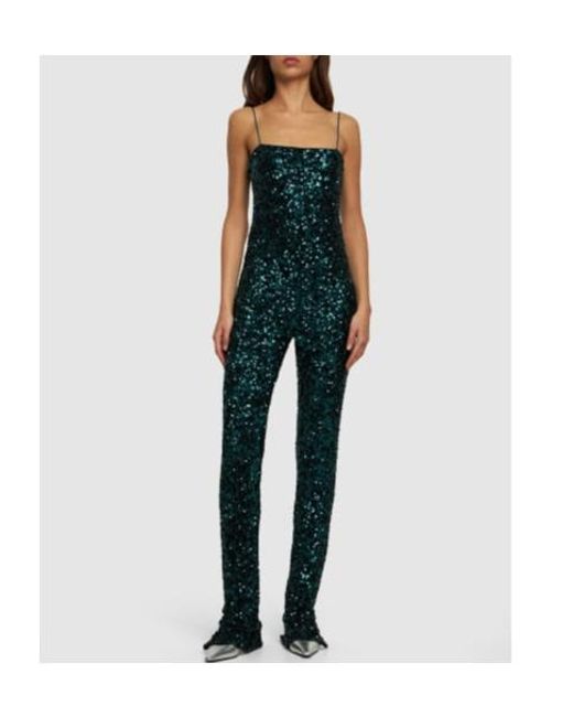ROTATE BIRGER CHRISTENSEN Green Sequined Jumpsuit