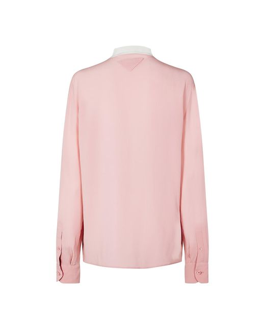 Prada Pink Neck Tie Blouse