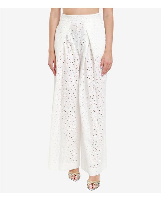 Semicouture White High Waist Casual Pants