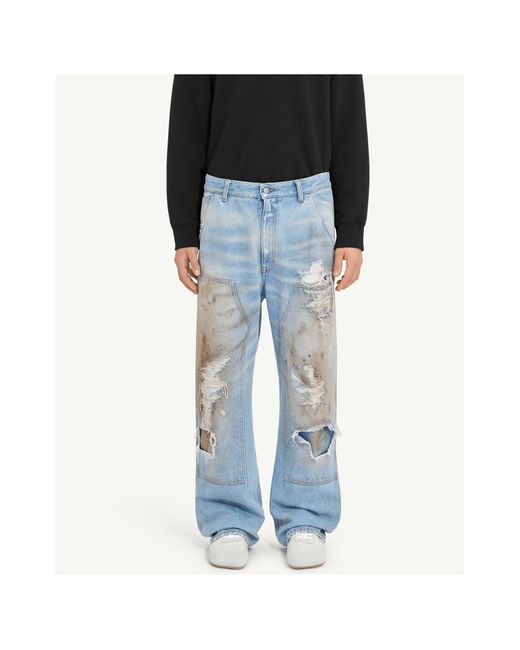 MM6 by Maison Margiela Blue Distressed Straight-Leg Jeans for men