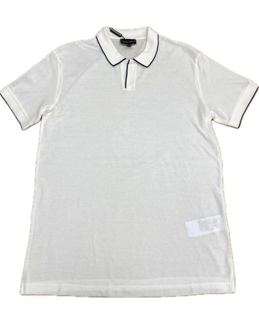 Emporio Armani White Short-Sleeved Polo Shirt for men