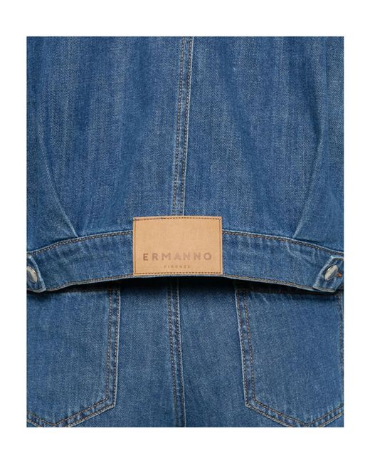 ERMANNO FIRENZE Blue Chest-Pocket Denim Jacket