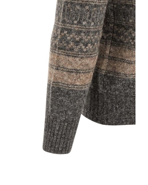 Brunello Cucinelli Gray 'Nordic Jacquard' Cardigan for men