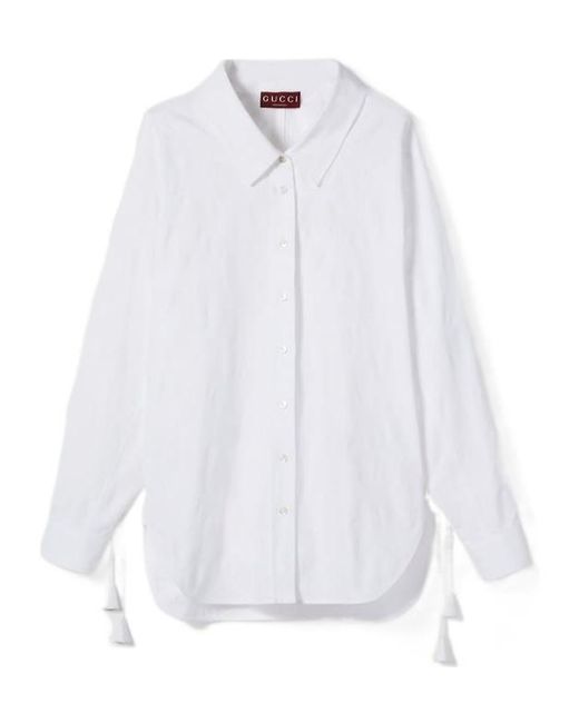 Gucci White Floral Jacquard Shirt