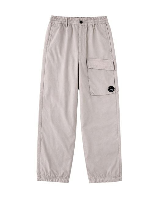C P Company Gray Lens-Detailed Straight Leg Trousers for men