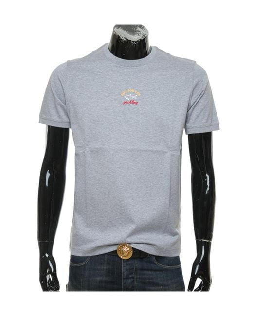 Paul & Shark Blue Logo Printed T-Shirt With Round Neck for men