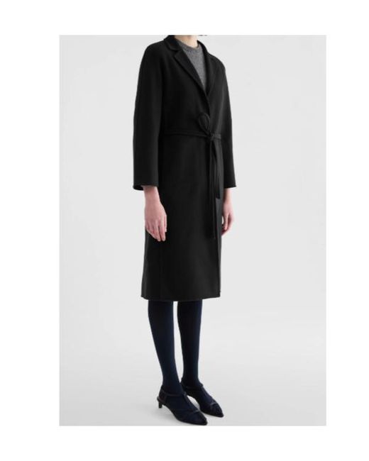 Jil Sander Black 84 Db Belted Wrap Coat