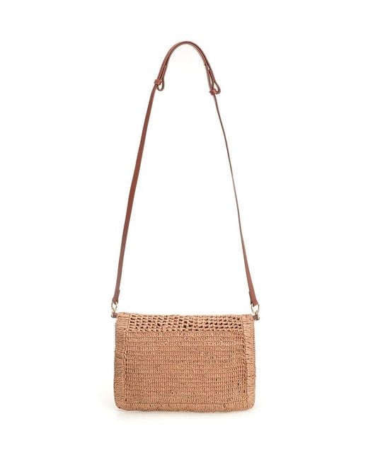 Chloé White Chloé Summer Banana Flat Raffia Shoulder Bag