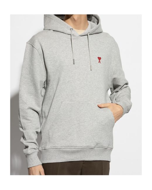 AMI Gray Ami De Coeur Drawstring Hoodie