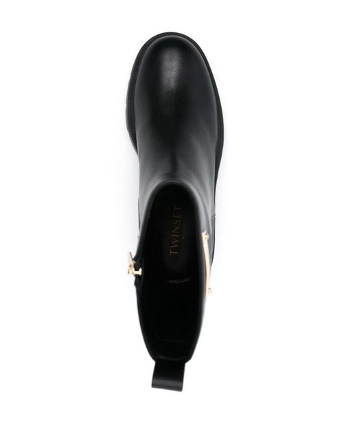 Twinset Black Logo-Plaque Boots