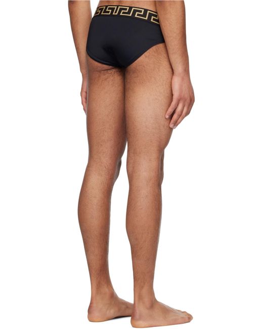 Versace Black Greca Border Stretched Swim Shorts for men