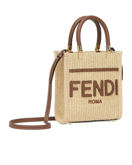 Fendi Sunshine Mini Tote Bag in Natural | Lyst
