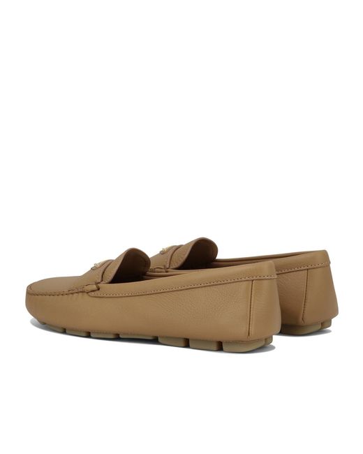 Prada Brown Buckskin-Print Embossed Driving Shoes